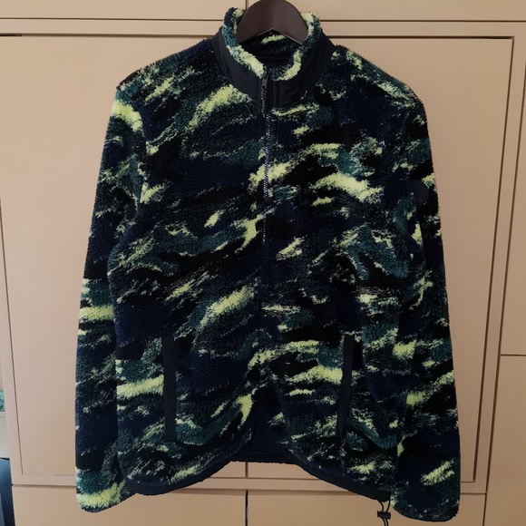 American Eagle Men Multi-colored Sherpa Zip-Up Jacket (M) - Picture 3 of 13